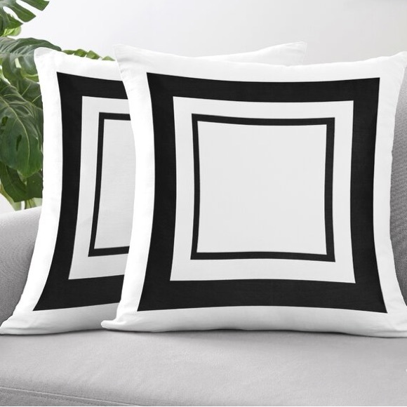 Sweet Jojo Designs 18” square pillow covers black white hotel collection set - Picture 1 of 12
